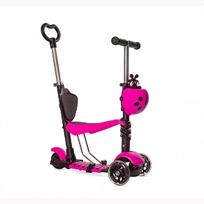 Самокат-беговел Black Aqua MG023D с ручкой и светящимися колёсами, цвет розовый (Black Aqua, 7490RT)